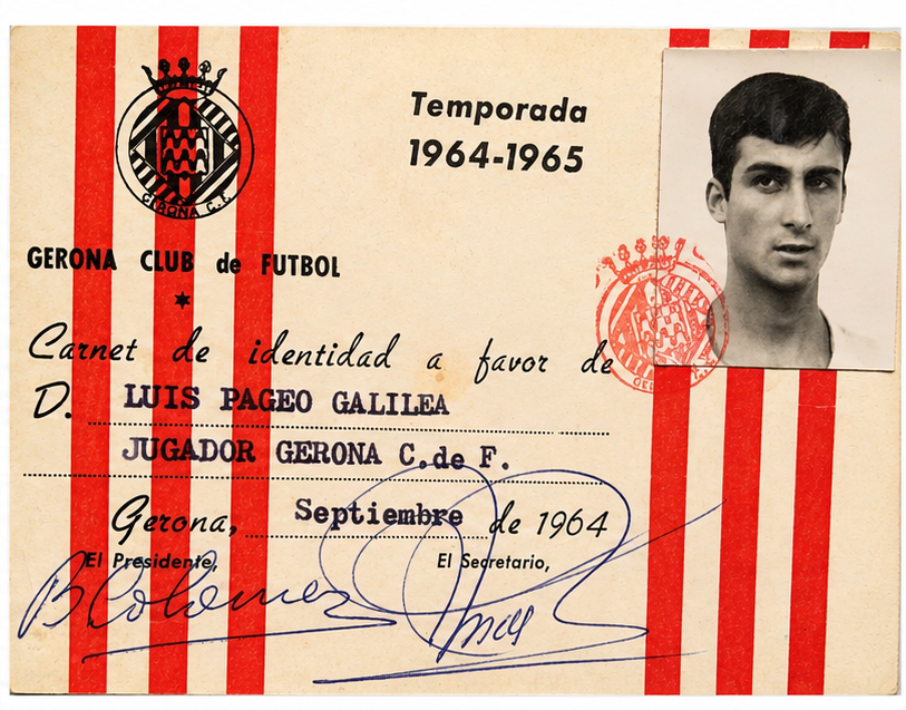 Luis Pageo Galilea, carnet del Gerona Club de Fútbol, temporada 1964-1965